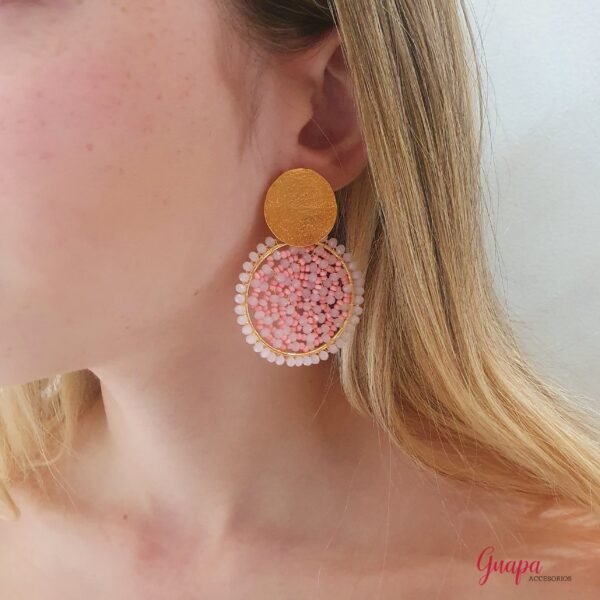 Aretes Bronce Tejidos con Cristales  & Mostacillas