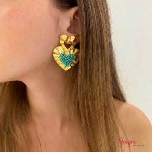 Aretes Corazón Bronce Tejidos