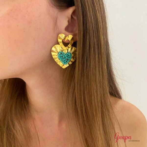 Aretes Corazón Bronce Tejidos