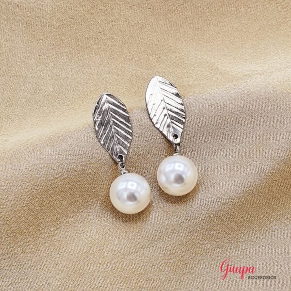 Aretes Acero Hoja & Perla