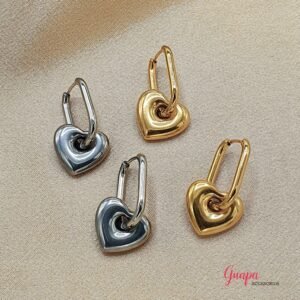 Argollas Corazón Acero Inoxidable