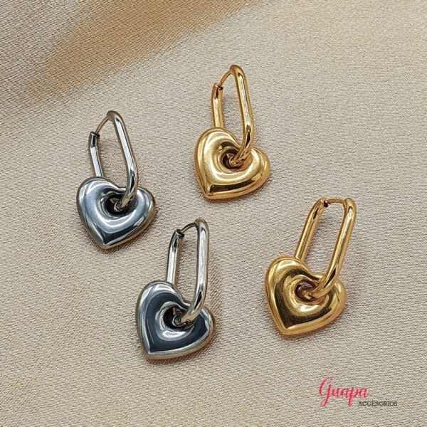 Argollas Corazón Acero Inoxidable