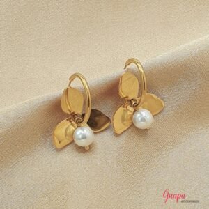 Argollas Acero Flor Colgante
