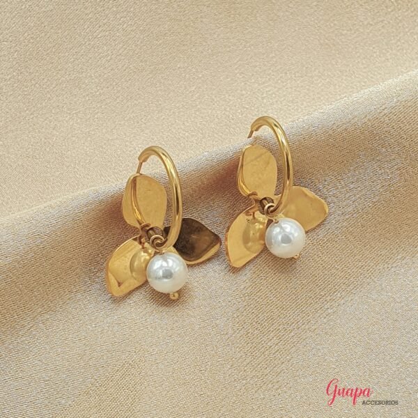 Argollas Acero Flor Colgante