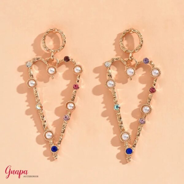 Aretes Corazón & Perlas