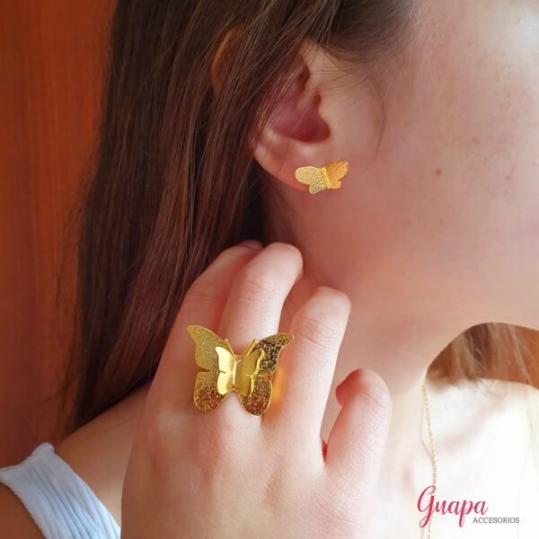 Juego Cadena, Dije & Aretes en Bronce con baño de Oro