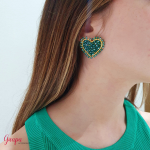 Aretes Corazón Bronce Tejidos