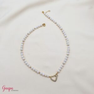 Collar Goldfilled Corazón & Perlas de Río