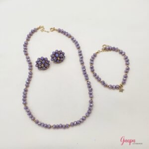 Juego Collar, Aretes & Manilla con Cristales
