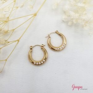 Argollas Mini Perlas Acero