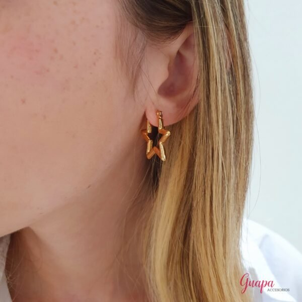 Argollas Mini Estrella Acero