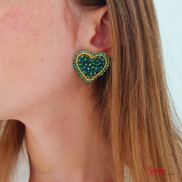 Aretes Corazón Bronce Tejidos