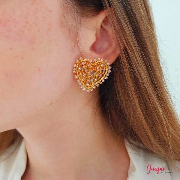 Aretes Corazón Bronce Tejidos
