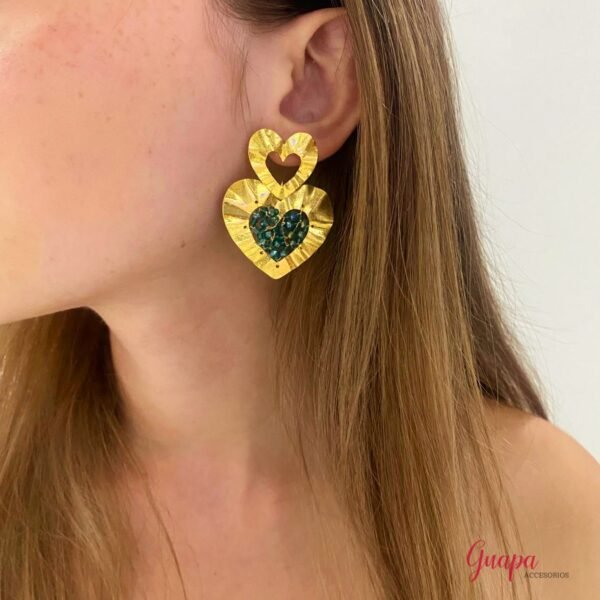 Aretes Corazón Bronce Tejidos