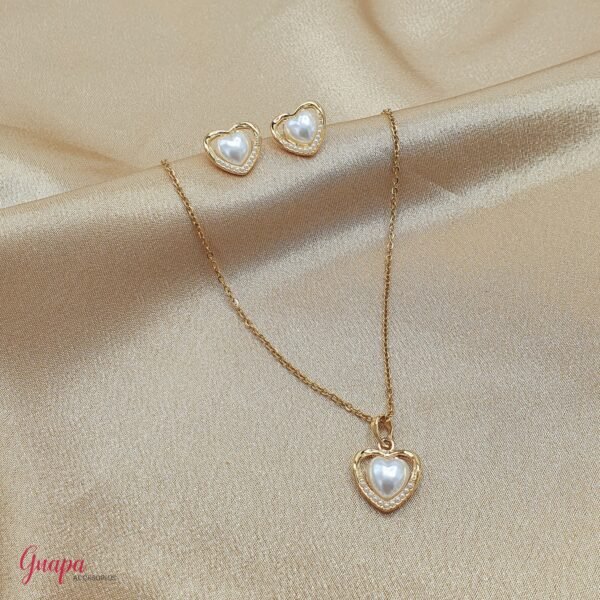 Juego Corazón Goldfilled & Perlas