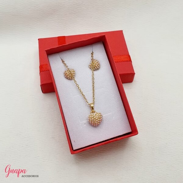 Juego Corazón & Perlas Goldfilled