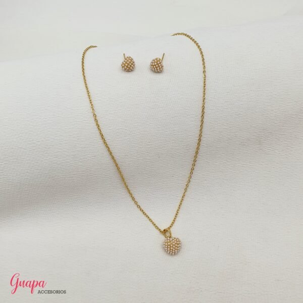 Juego Corazón & Perlas Goldfilled
