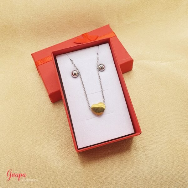 Juego Corazón Acero Goldf & Silver