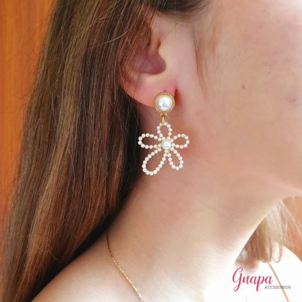 Aretes Flor Perlas