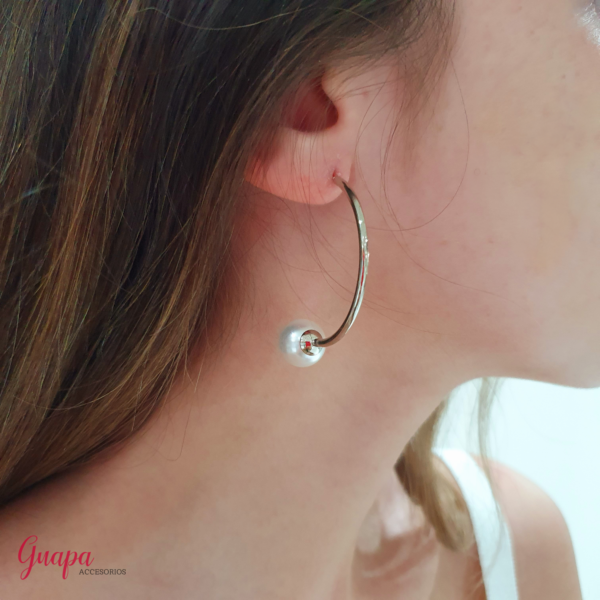Argollas Acero & Perla