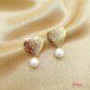 Aretes Bronce Corazón & Perla