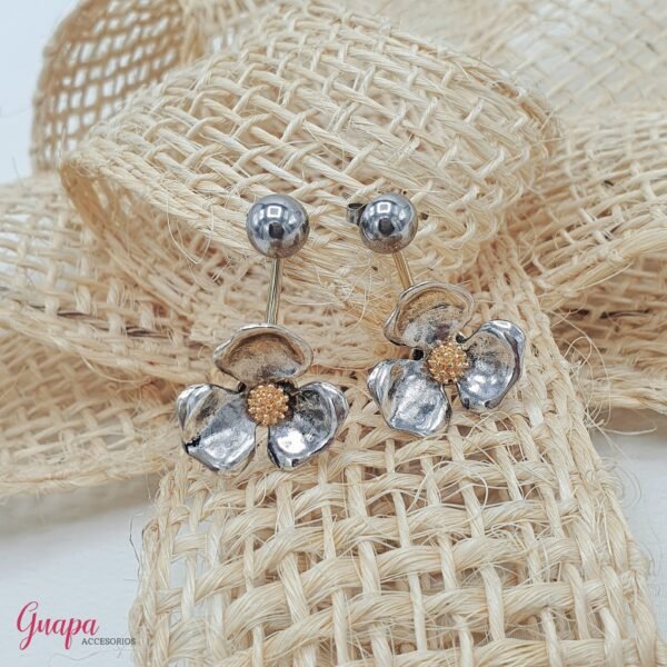 Aretes Flor Doble Uso