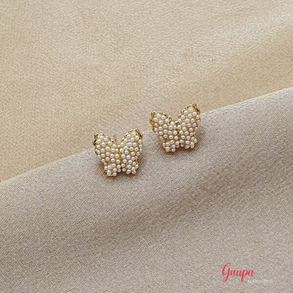Aretes Goldfilled Mariposa & Perlas