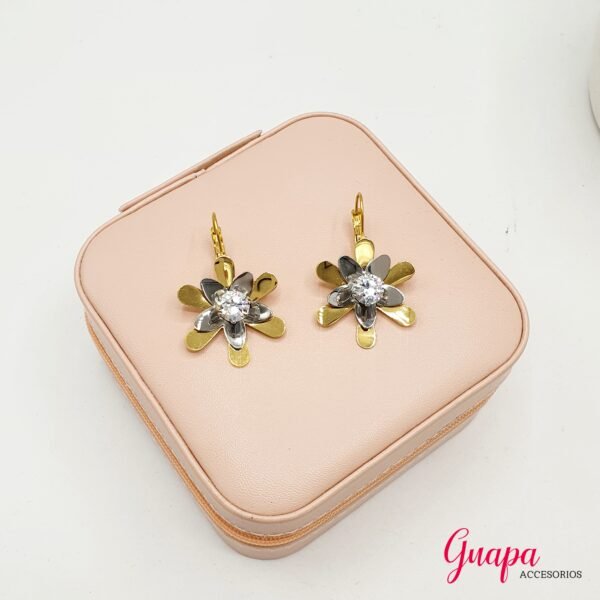 Aretes Acero Flor Gold & Silver