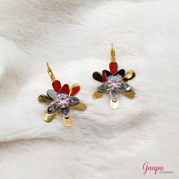 Aretes Acero Flor Gold & Silver