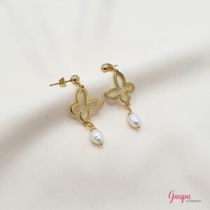 Aretes Acero Mariposa & Perla