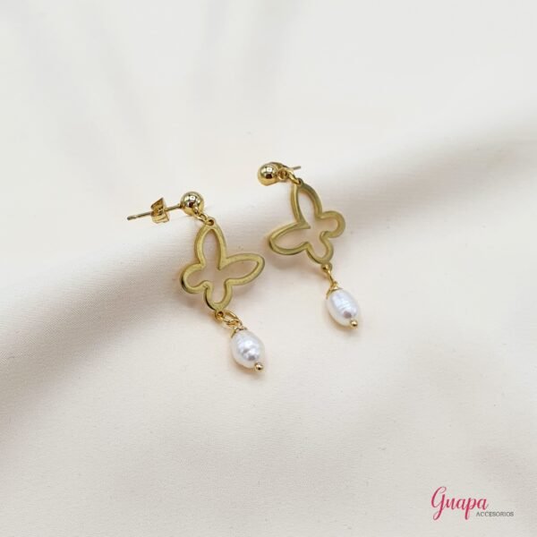 Aretes Acero Mariposa & Perla