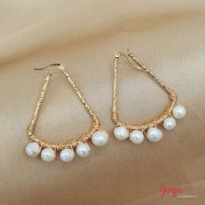Argollas Acero & Perlas de Río