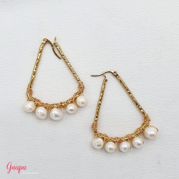 Argollas Acero & Perlas de Río