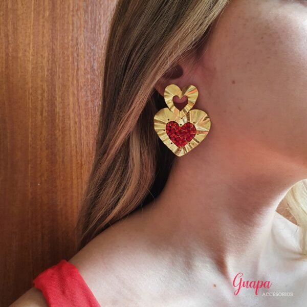 Aretes Corazón Bronce Tejidos