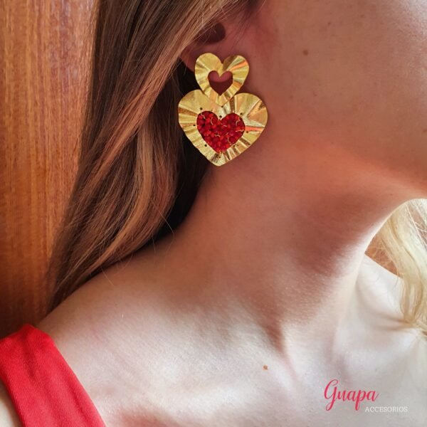 Aretes Corazón Bronce Tejidos