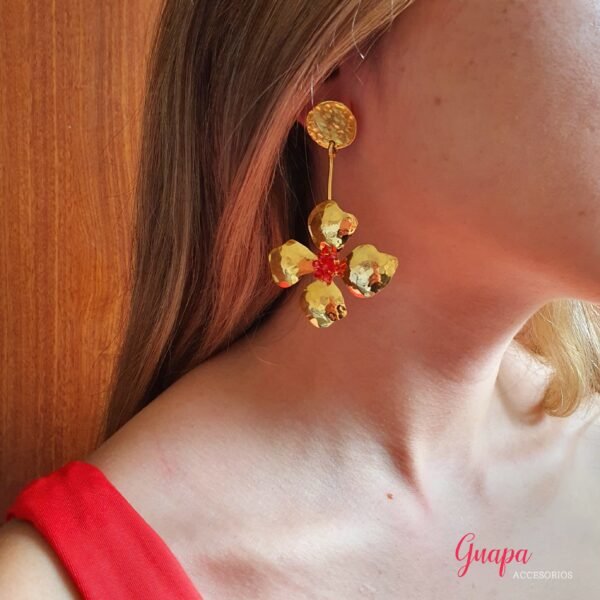 Aretes Flor Bronce Tejidos