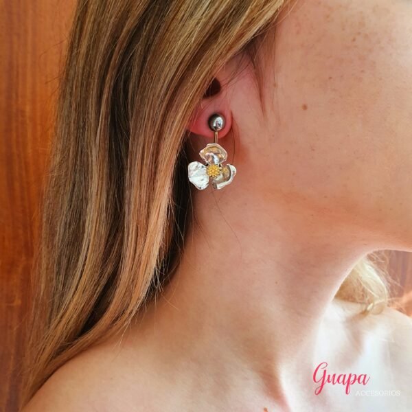 Aretes Flor Doble Uso