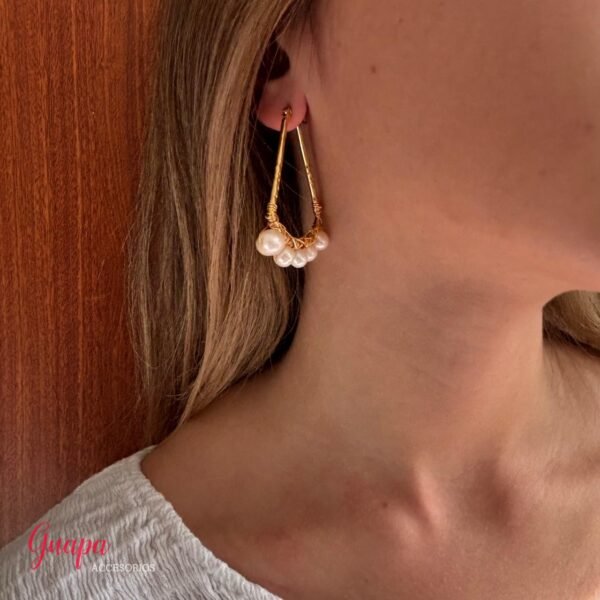 Argollas Acero & Perlas de Río