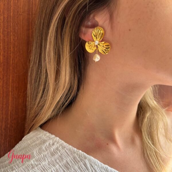 Aretes Acero Flor