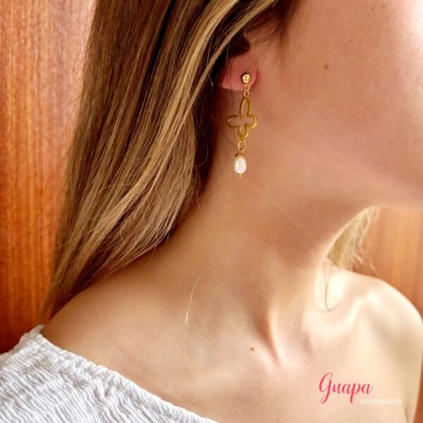 Aretes Acero Mariposa & Perla