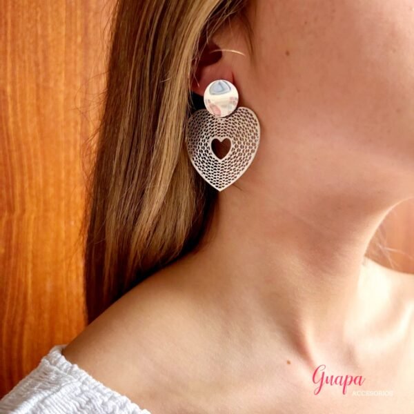 Aretes Acero Corazón