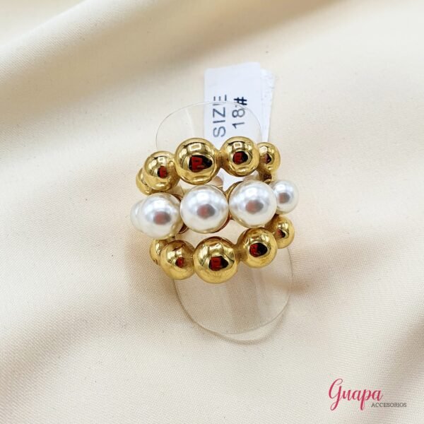 Anillo Acero & Perlas