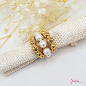 Anillo Acero & Perlas