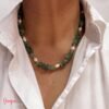 Collar Goldfilled, Piedra Cortada & Perlas de Río