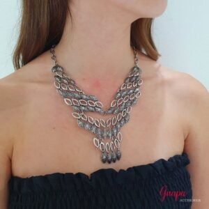 Collar Metálico Plateado Envejecido