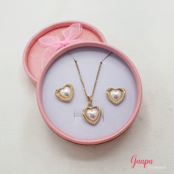 Juego Corazón Goldfilled & Perlas