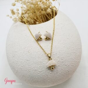 Juego Goldfilled Hongo & Perlas