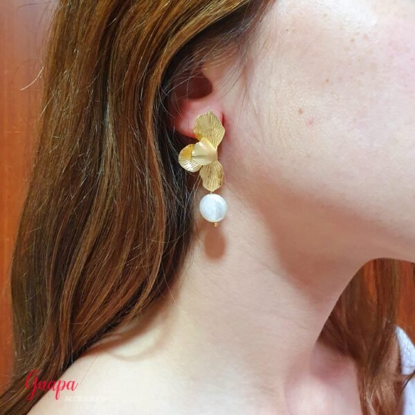 Aretes Media Flor & Perla