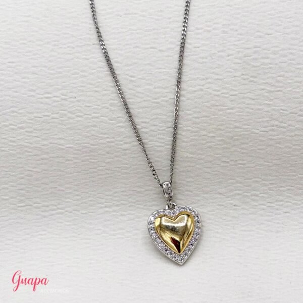 Cadena Acero Corazón Gold & Silver