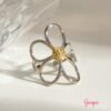 Anillo Acero Ajustable Flor
